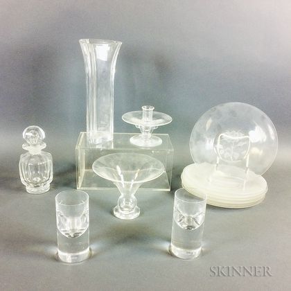 Twelve Steuben Colorless Glass Items