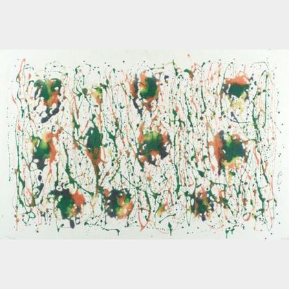 Frank Smik (American, 20th Century) Untitled/An Abstract in Orange, Yellow, and Green