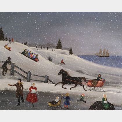 Martha F. Cahoon (American, b. 1905) Sleigh Ride and Winter Fun.