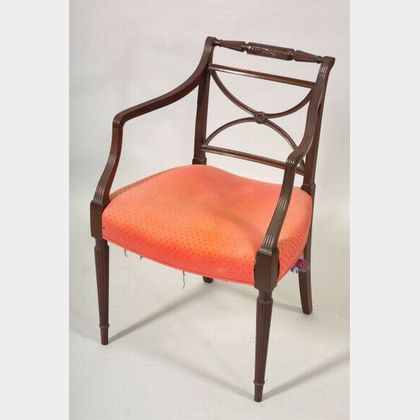 Neoclassical Mahogany Carved Armchair
