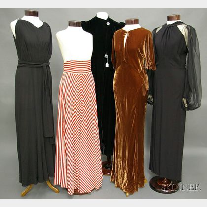 Five Pieces of Vintage 1930s-40s Evening Wear