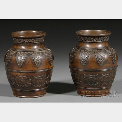 Pair of Bronze Jars