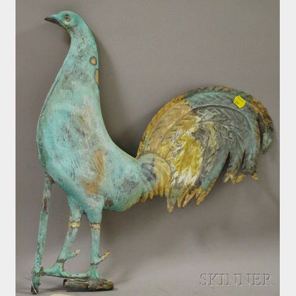 Gilt and Patinated Molded Copper Gamecock Weather Vane