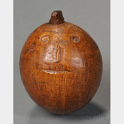 Face-carved Coconut Container