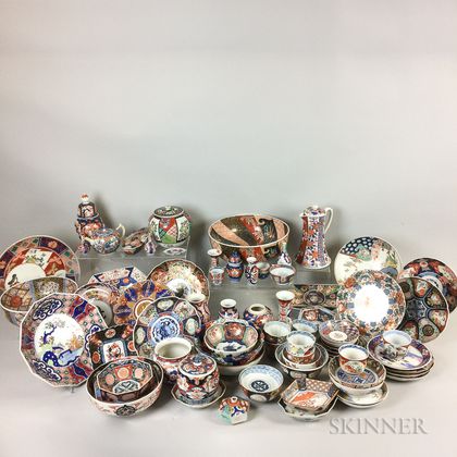 Approximately Seventy-seven Pieces of Japanese Imari Porcelain. Estimate $1,000-1,500