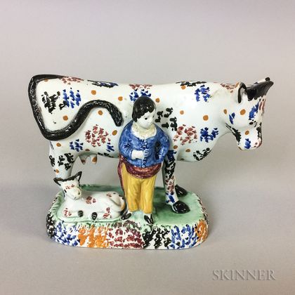 Yorkshire Ceramic Cow with Shepherd and Calf