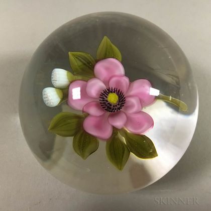 Victor Trabucco Art Glass Floral Paperweight