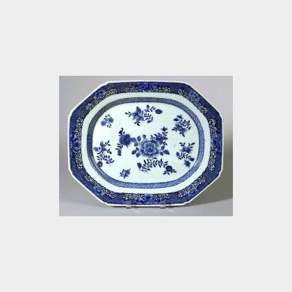 Blue and White Chinese Export Porcelain Octagonal Oblong Platter