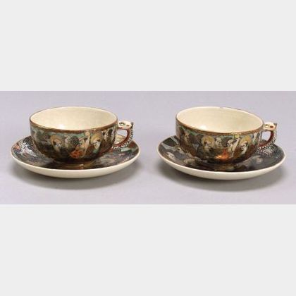 Pair of Satsuma Teacups and Saucers. 