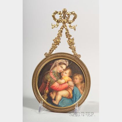 Continental Miniature Painting on Ivory after Raphael's Madonna della Sedia