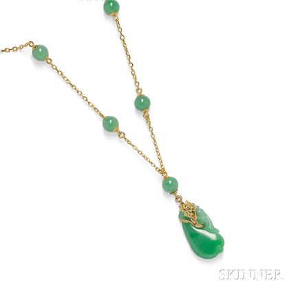 20kt Gold and Jade Pendant