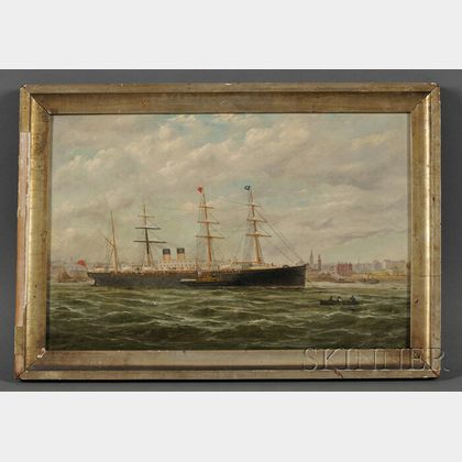 Parker (George Parker) Greenwood (British, 1850-1904) Ocean Liner at Anchor, perhaps in the River Mersey