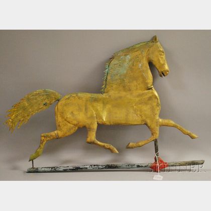Gilt Molded Copper "Blackhawk" Running Horse Weather Vane