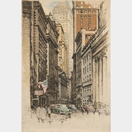 Robert Kasimir (Austrian, 1914-2002) Two Views: New York, Broad Street