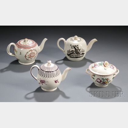 Four Staffordshire Creamware Tea Ware Items