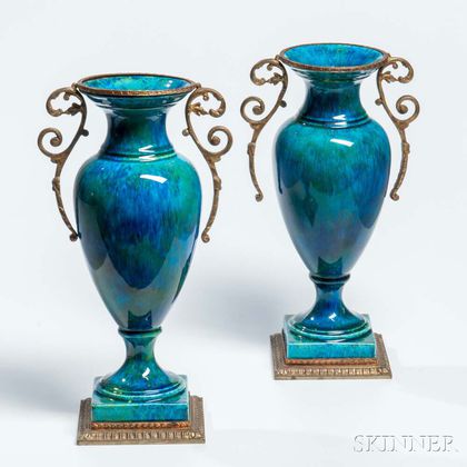Pair of Sevres Ormolu-mounted Porcelain Vases
