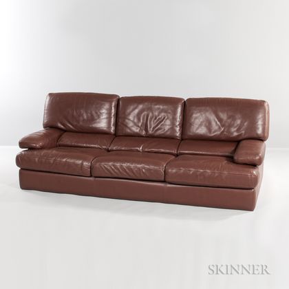 Roche Bobois Brown Leather Sofa 
