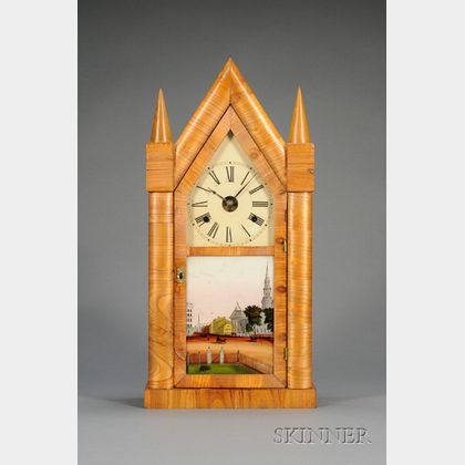 Mahogany Sharp Gothic or "Steeple" Clock by Chauncey Jerome