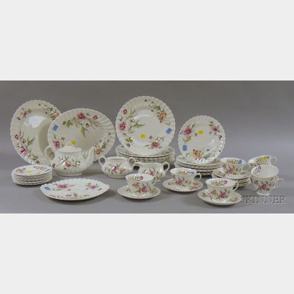 Forty-six Piece Royal Doulton Transfer Clovelly Pattern Porcelain Partial Dinner Service. 