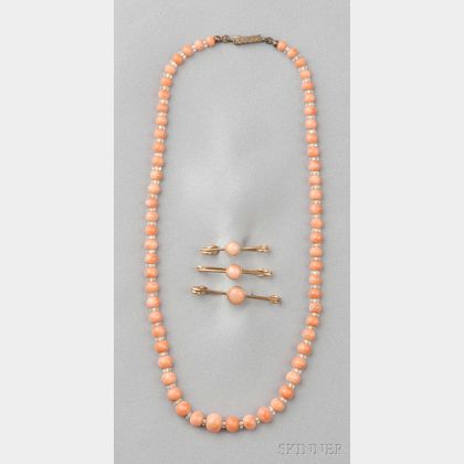 Antique Coral Necklace and Pins
