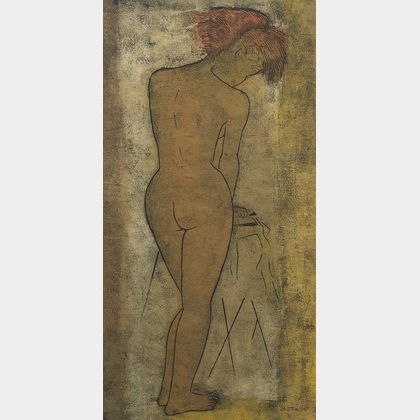 Angel Botello (Puerto Rican, 1913-1986) Nude Ironing