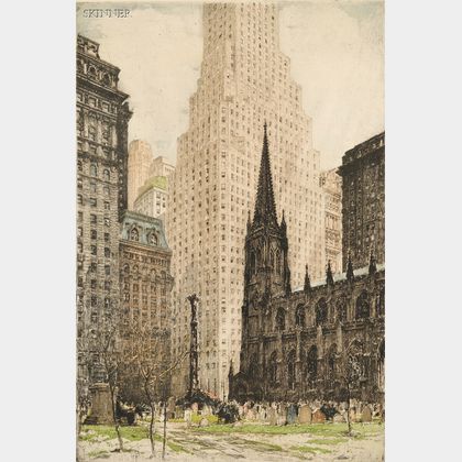 Tanna Kasimir-Hoernes (Austrian/American, 1887-1972) Two New York City Views: New York, Trinity Church