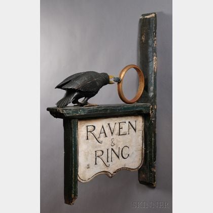Carved and Painted "RAVEN & RING" Tavern Sign