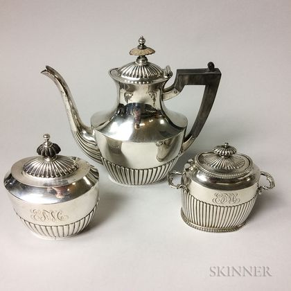 Three-piece Assembled Sterling Silver Tea Set