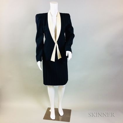 Vintage Carolina Herrera Navy Wool Suit