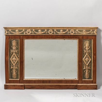 Neoclassical-style Mahogany-veneered and Parcel-gilt Mirror