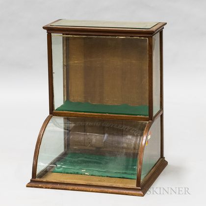 Wood Display Case with Domed Glass Front