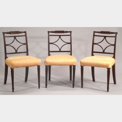 Set of Three Federal Mahogany and Mahogany Veneer Side Chairs