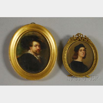 Two Framed Miniature Paintings After Self-portraits of Artists