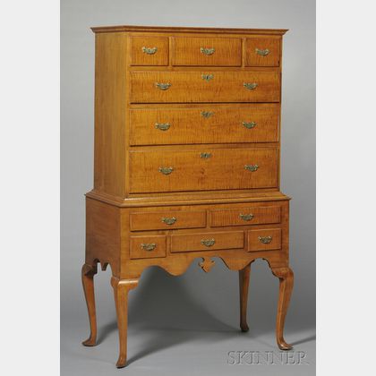Queen Anne Tiger Maple High Chest of Drawers