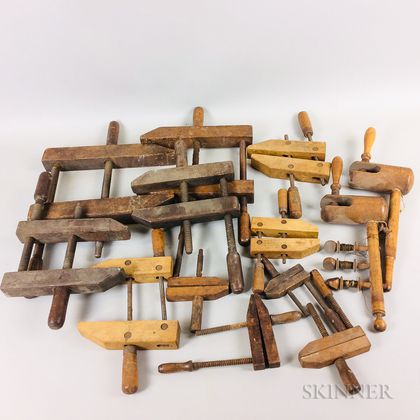 Eleven Woodworking Hand-screw Clamps