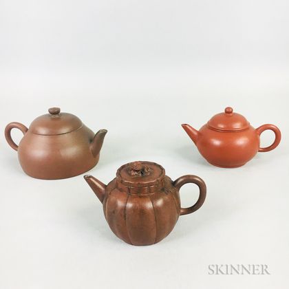 Three Small Yixing Teapots