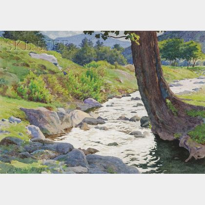 Harold Broadfield Warren (American, 1859-1934) Lot of Two Landscapes: Landscape with Stream