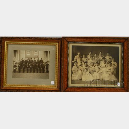Two Framed Class Photographs of a Girl's Finishing School and a Boy's Military Academy