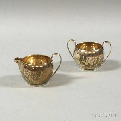 Rounded Watson Sterling Silver Creamer and Sugar Set