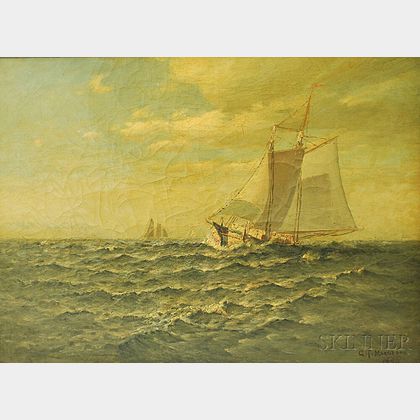 Gilbert Tucker Margeson (American, 1852-1949) Schooner Under Sail.