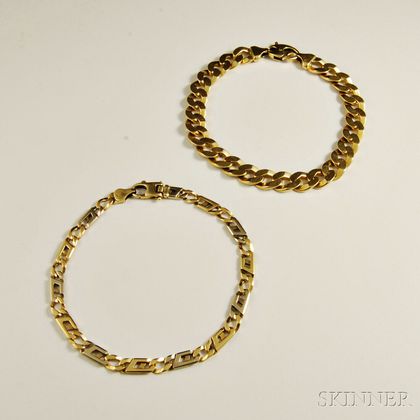 Two 14kt Gold Link Bracelets