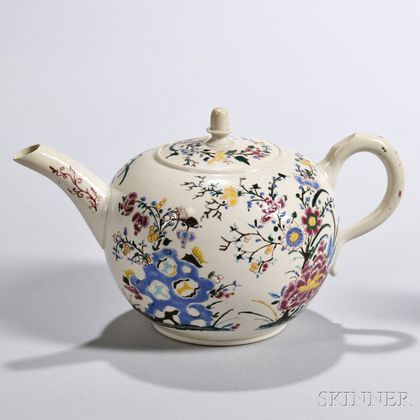 White Salt-glazed Stoneware Teapot and Cover