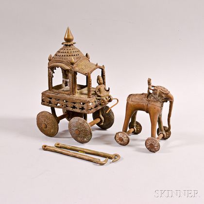 Bronze Toy Elephant and Carriage