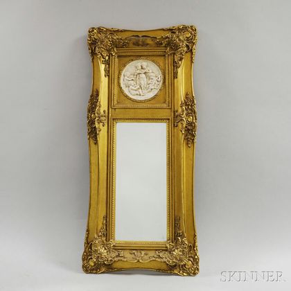Neoclassical-style Gilt Mirror with Enrico Braga Marble Roundel