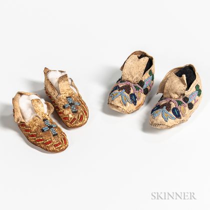 Two Pairs of Plains Child's Moccasins