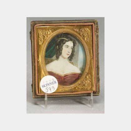 Continental Miniature Portrait on Ivory of Lady