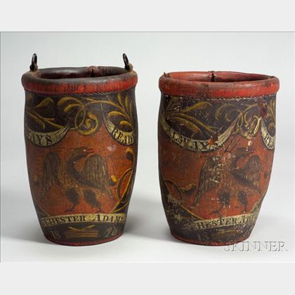 Pair of Painted Leather Fire Buckets