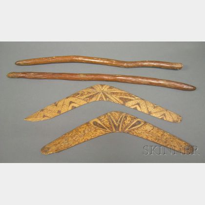 Four Australian Aborigine Carved Wood Items