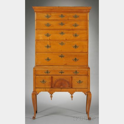 Queen Anne Carved Maple High Chest of Drawers