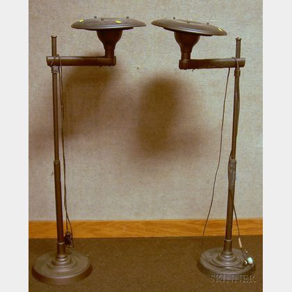 Pair of Mid-century Modern Metal Swivel-Arm Floor Lamps. 